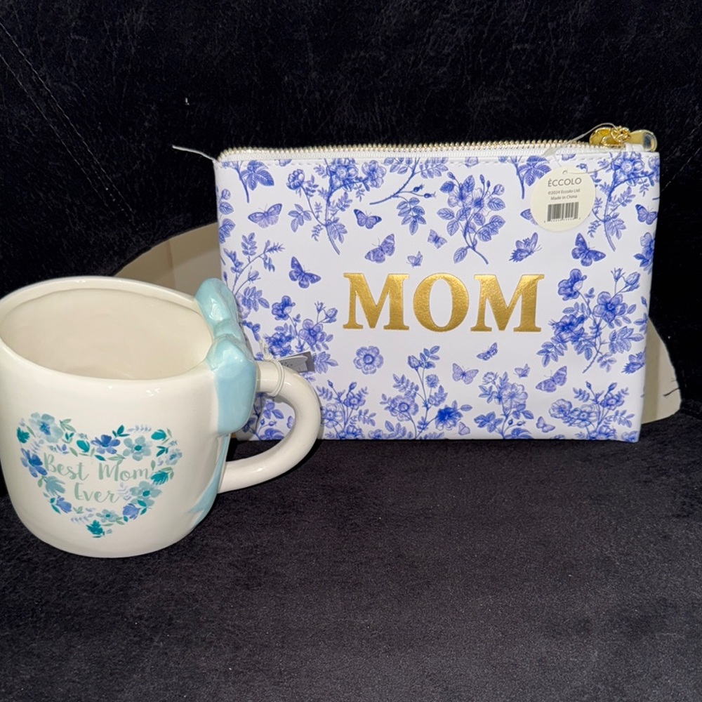 Eccolo Floral Mom Pouch and Mug Set, NEW
